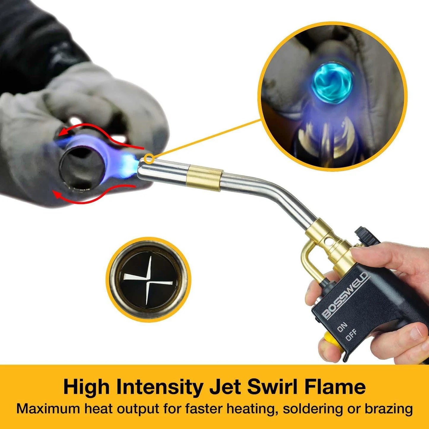 Bossweld Adjustable Map Pro-Torch, High-Intensity Flame, Instant Ignitor, Durable Aluminium Body