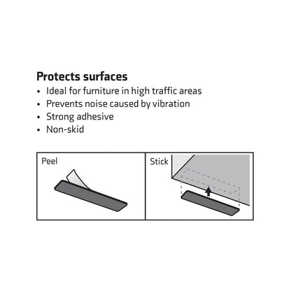 Surface Gard Black Anti Skid Strips 13x63mm - 6 Pack, Noise Reduction & Surface Protection