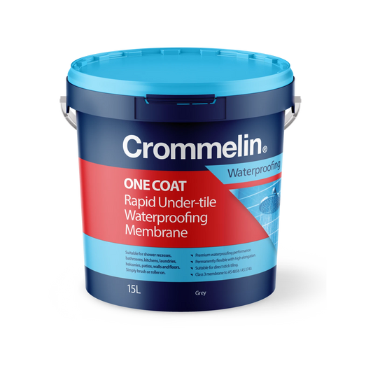 Crommelin 15L One Coat Rapid Under-Tile Waterproofing Membrane, Flexible, Leak-Proof, Grey