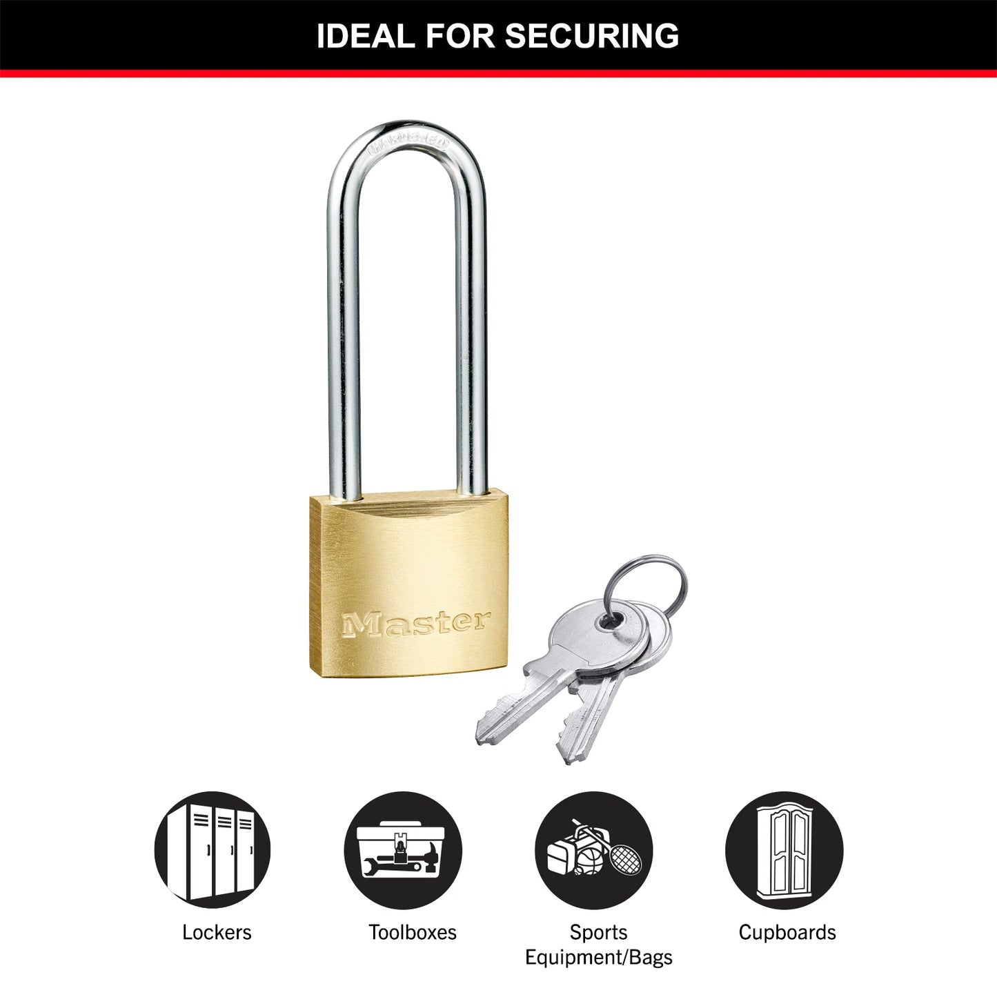 Master Lock 30mm Brass Padlock, Corrosion-Resistant, Hardened Steel Shackle, 2 Keys
