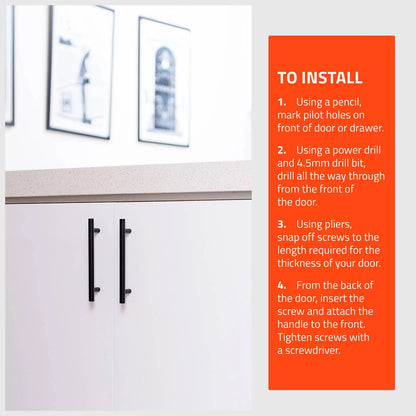 Taskmaster Black Matte 128mm T Handle 4 Pack - Modern Cabinet Upgrade