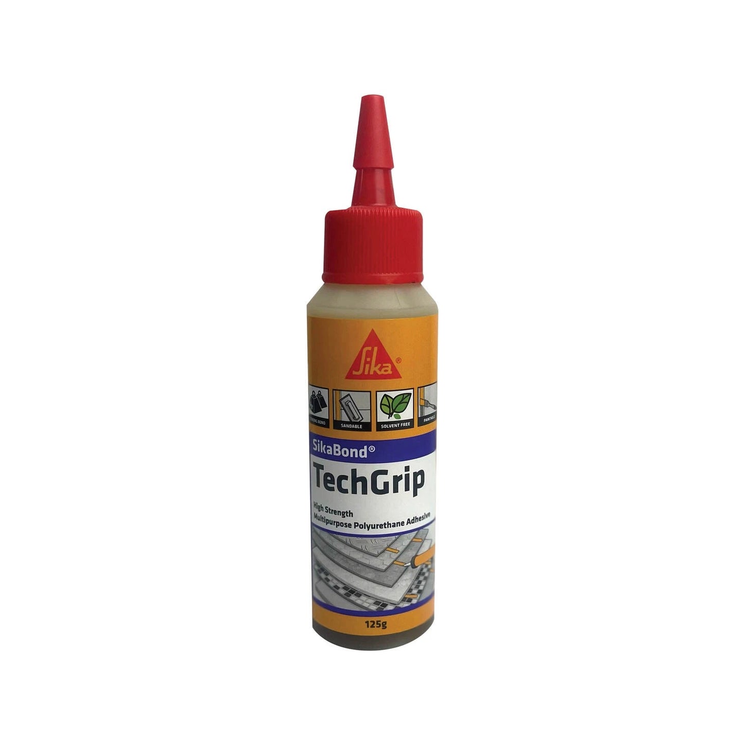 SikaBond TechGrip 125g High Strength Multi-Purpose Polyurethane Adhesive, Waterproof, Paintable