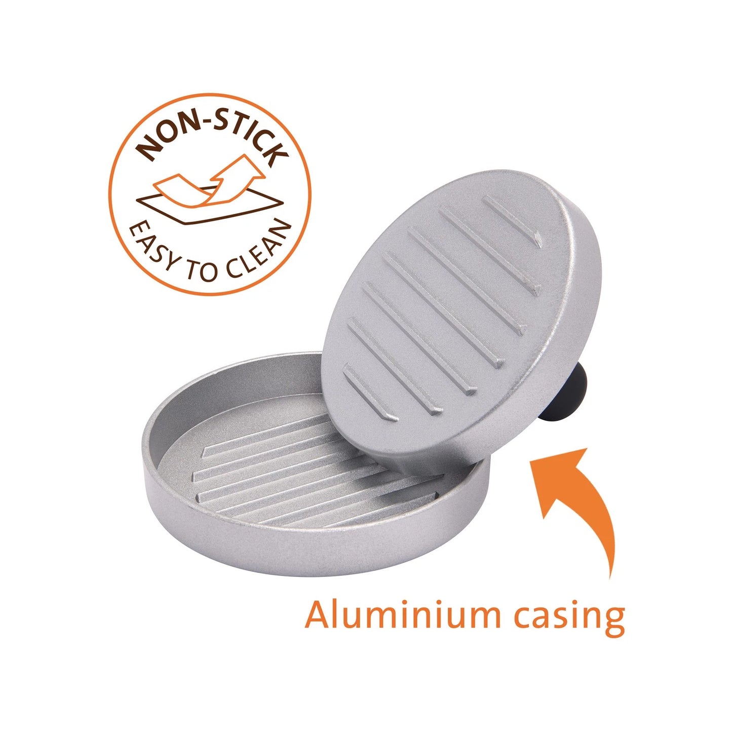 Jumbuck Cast Aluminium Non-Stick Hamburger Press with Comfortable Handle, 120mm Width