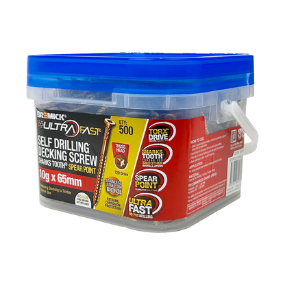 Bremick Ultrafast 10g x 65mm Stainless Steel Bronze Truss Head Screws 500 Pack