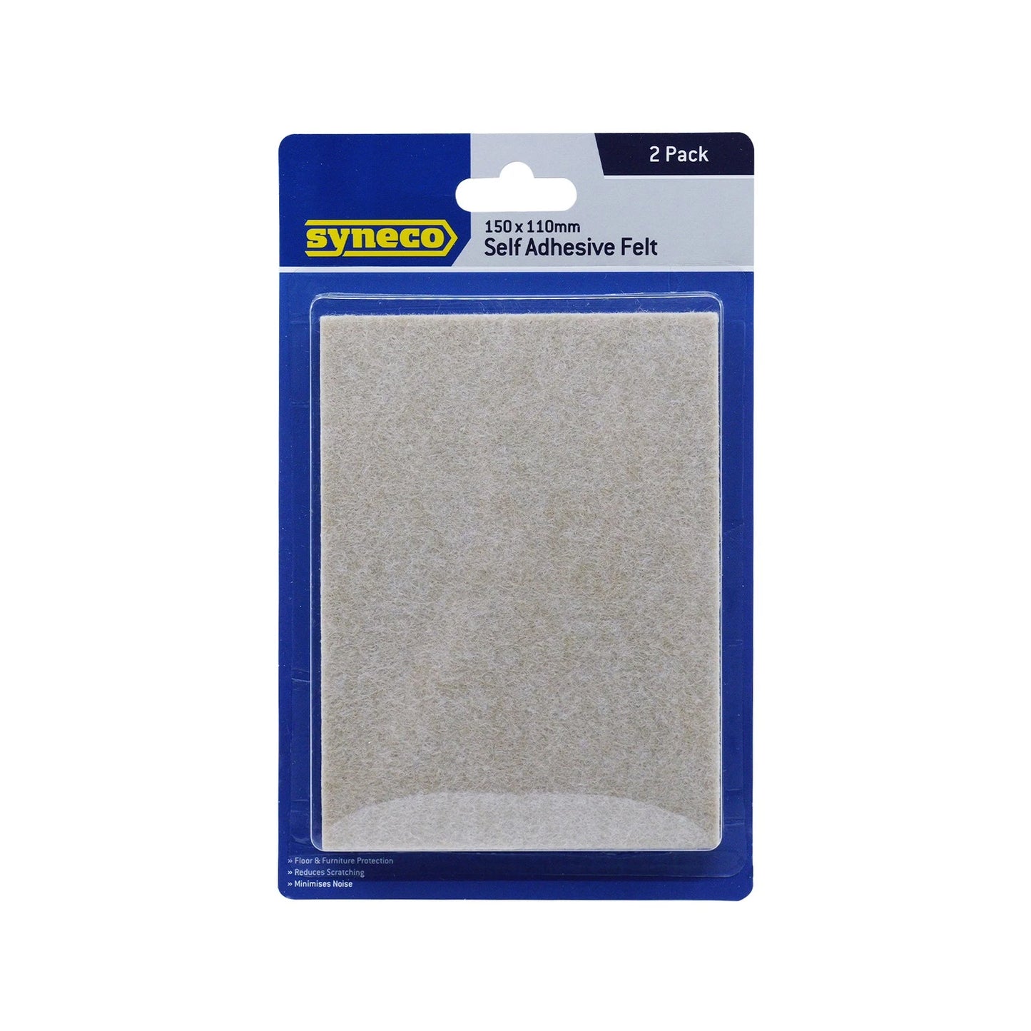 Syneco Felt Floor Protection Pads 150x110mm, Self-Adhesive, Noise Reduction, Pack of 2