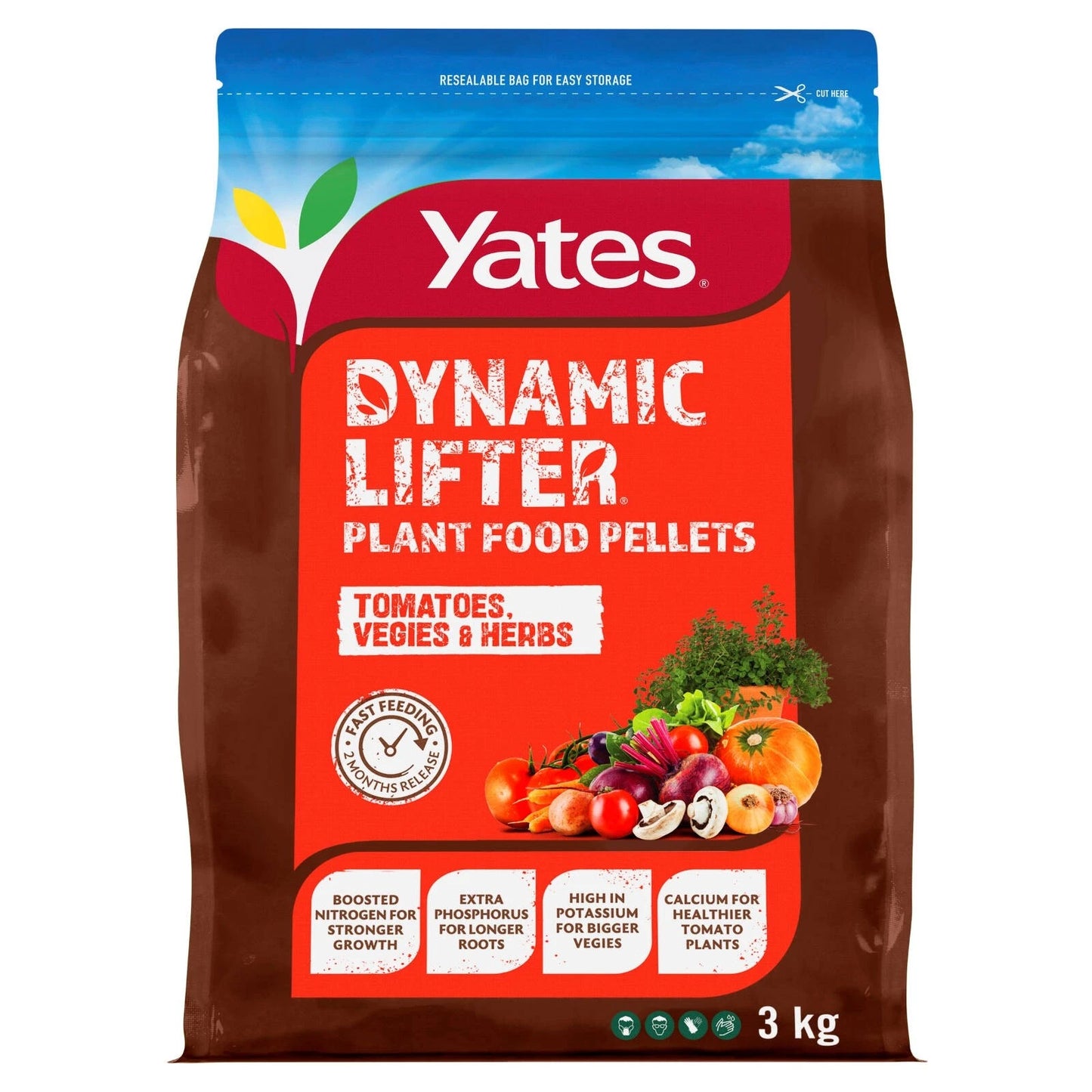 Yates 3kg Dynamic Lifter Plant Food Pellets for Tomatoes, Vegies & Herbs - Fast-Acting, Long-Lasting Fertilizer