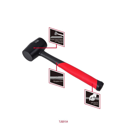 Trojan 16oz Black Fibreglass Rubber Mallet - Durable, Ergonomic, Lifetime Warranty