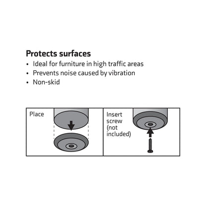Surface Gard 50mm Black Rubber Bumper 4 Pack - Noise Reduction & Anti-Skid Design