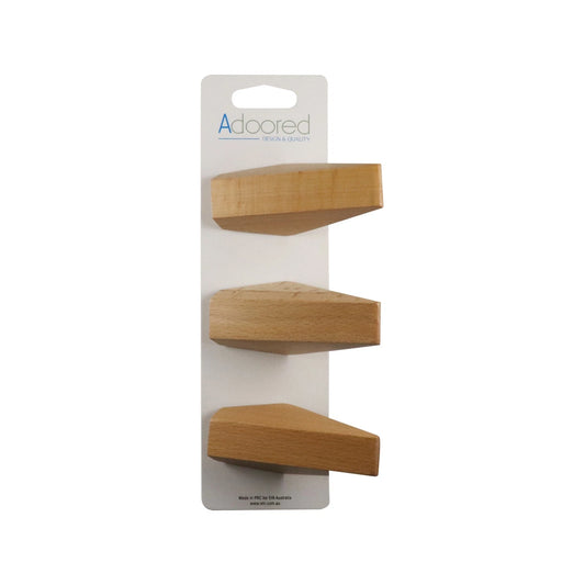 Adoored Beech Triangle Wall Hook Set - 3 Pack, Wood & Aluminum, Easy Install, Modern Design