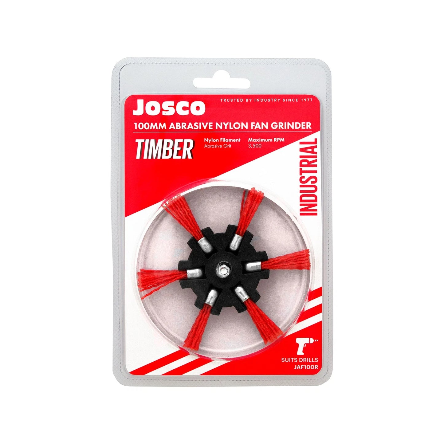 Josco 100mm Abrasive Nylon Fan Grinder Brush for Paint Removal & Timber Finish