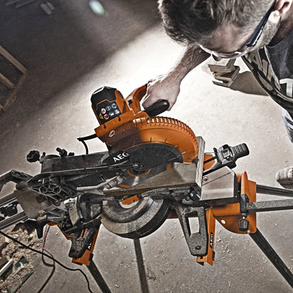 AEG 1800W Dual Bevel Slide Compound Mitre Saw with 70° Mitre Capacity & LED Light