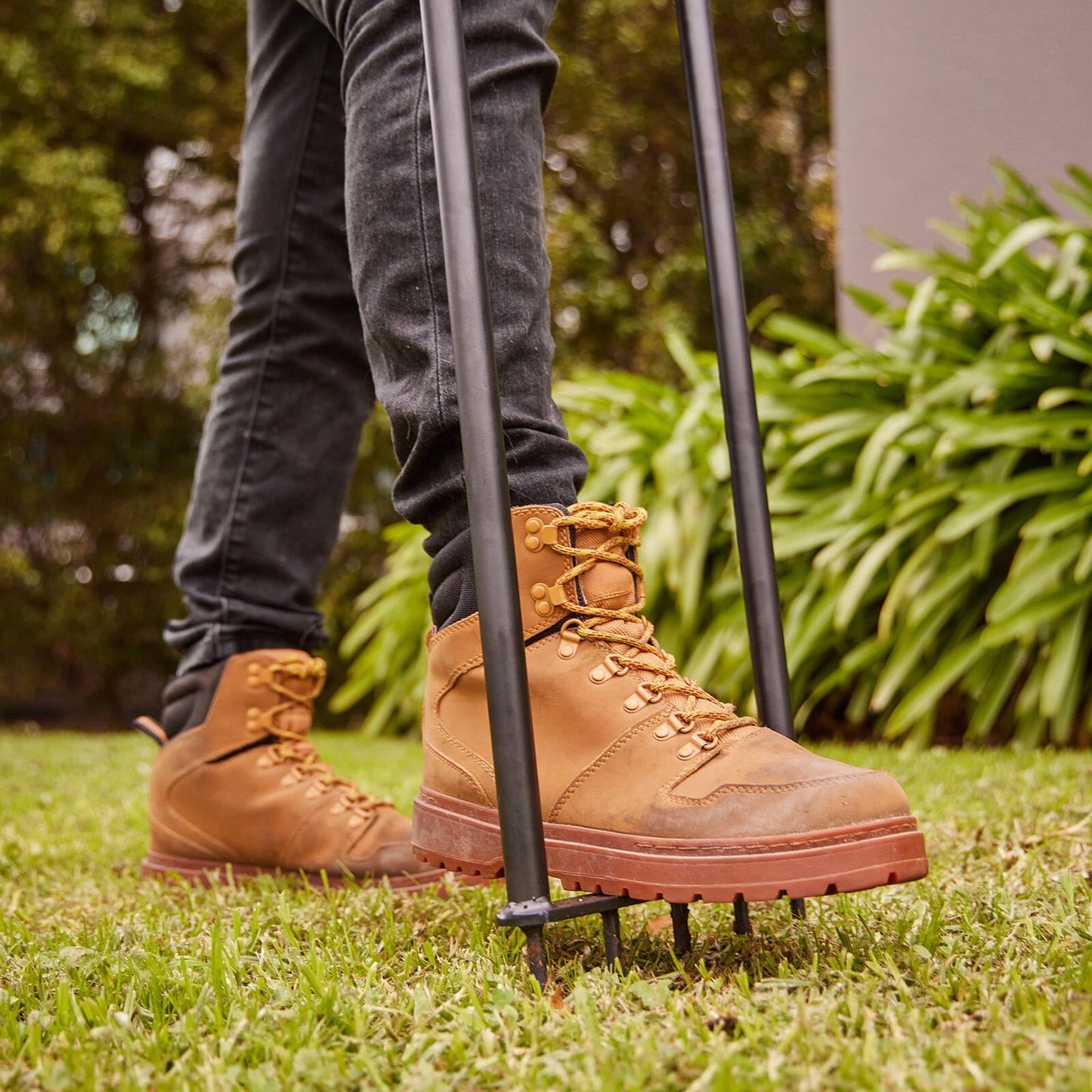 Trojan All Steel Spiked Lawn Aerator, Carbon Steel, 5 Sharp Tines, Ergonomic Design