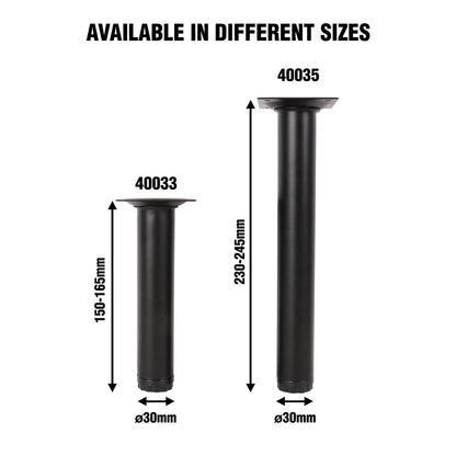 Adoored Black Steel Round Table Leg 30x150mm - Durable, Easy Install, Modern Design
