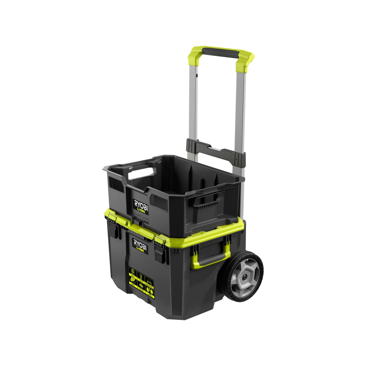 Ryobi LINK™ Rolling Toolbox & Crate, Modular, Impact-Resistant, IP65 Water/Dust Resistant