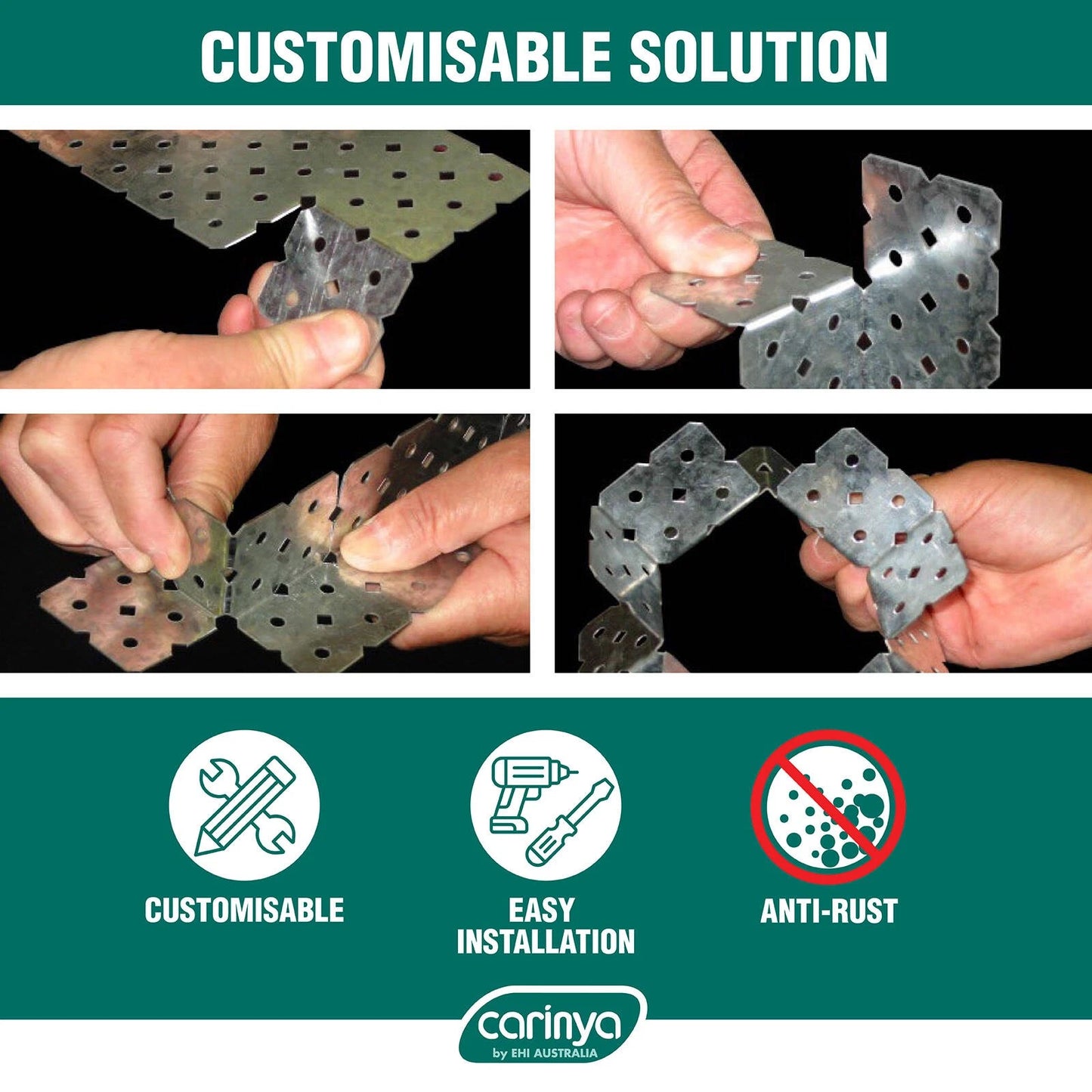 Carinya Galvanised Angle Bracket 40x40x200mm, Customisable & Easy Install