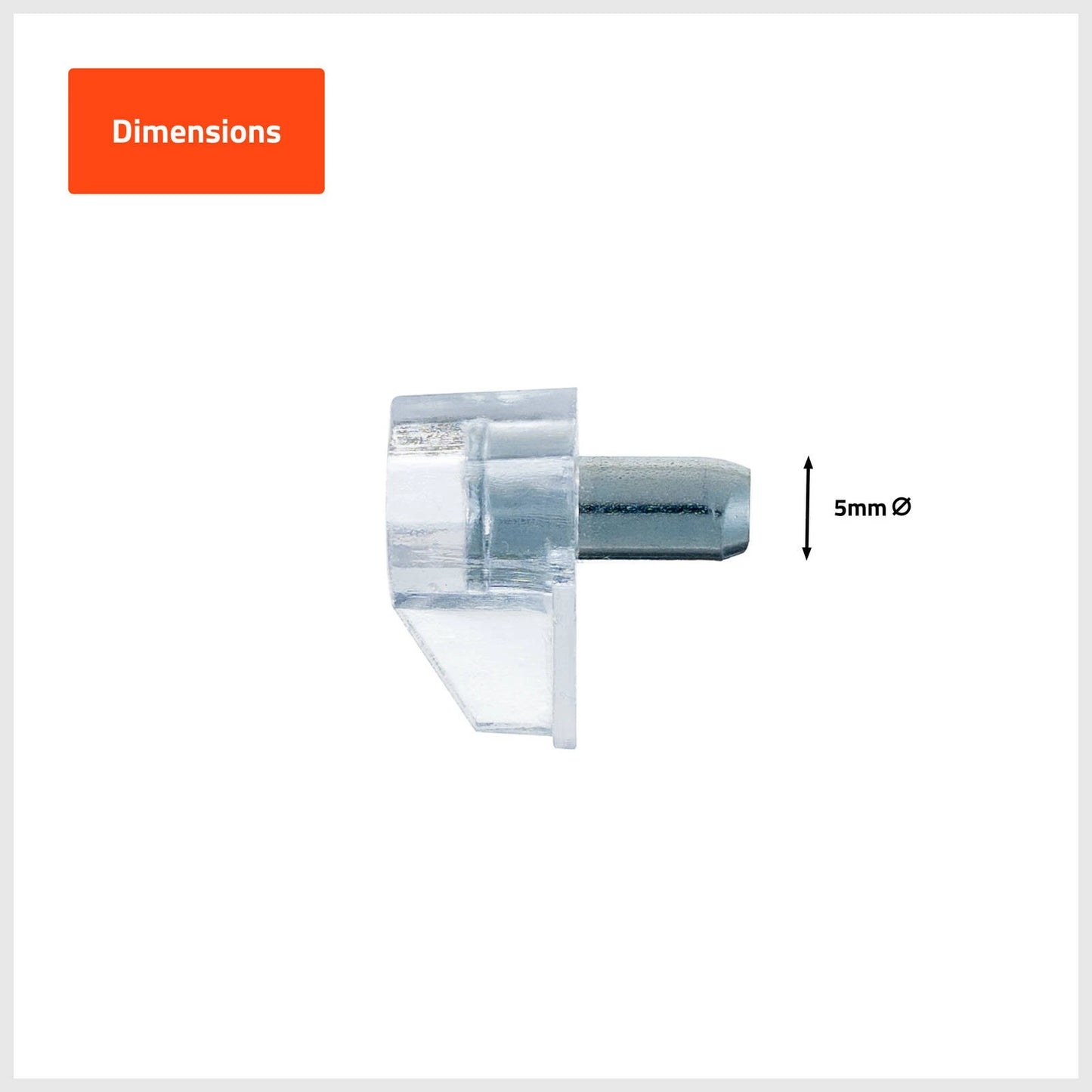 Taskmaster 5mm Pin Clear Plastic Shelf Support, 20 Pack, Easy Install, Versatile Cabinet Use