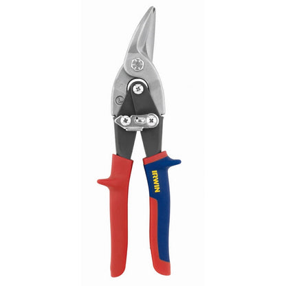 IRWIN Left Straight Cut Offset Aviation Snips, Serrated Blade, ProTouch Handles, Steel