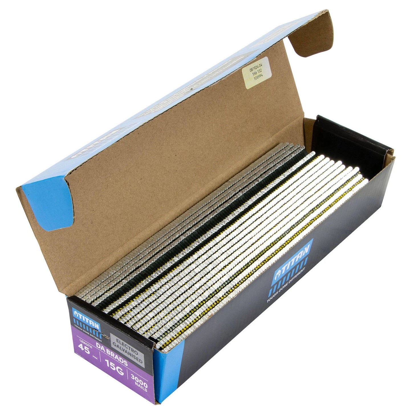 Titan 45x 1.75mm Electro Galvanised 34° Angled Collated Nail DA Brads - Pcs of 3000