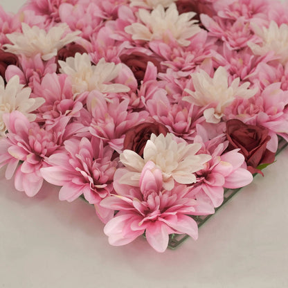 UN-REAL Dahlia & Rose Flower Hedge Tile 50x50cm, Realistic, Maintenance-Free Decor