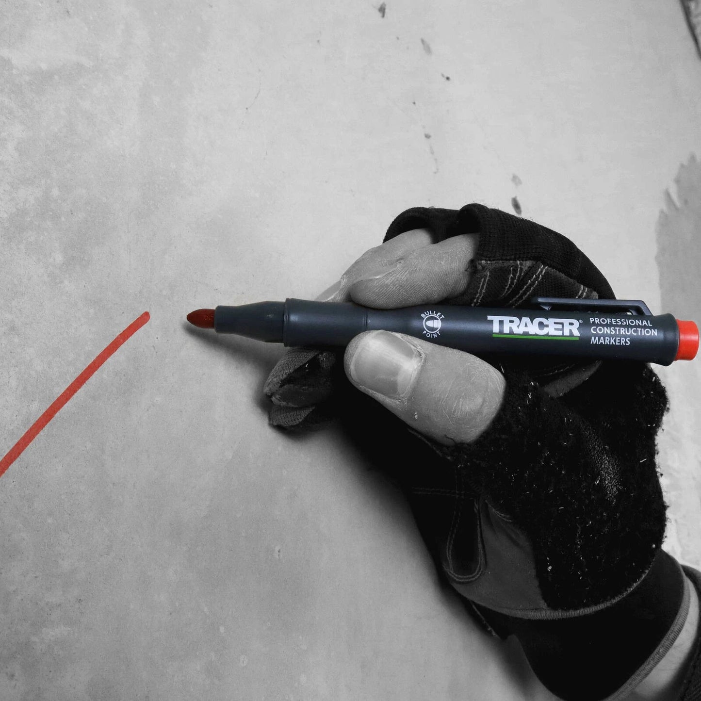 Tracer Clog Free Marker Red - Durable, Versatile, Dust-Resistant, with Holster Clip