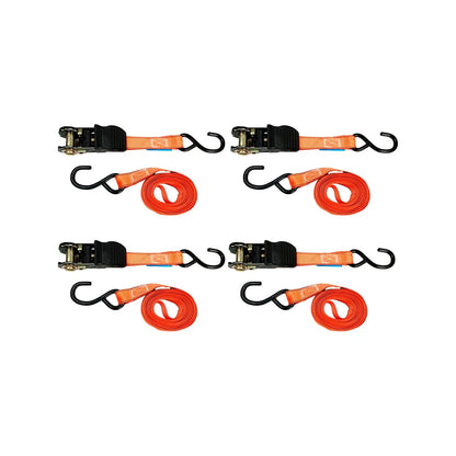 Syneco 25mm x 4.5m S Hook Ratchet Tie Down Set 4 Pack - Heavy-Duty, High Visibility