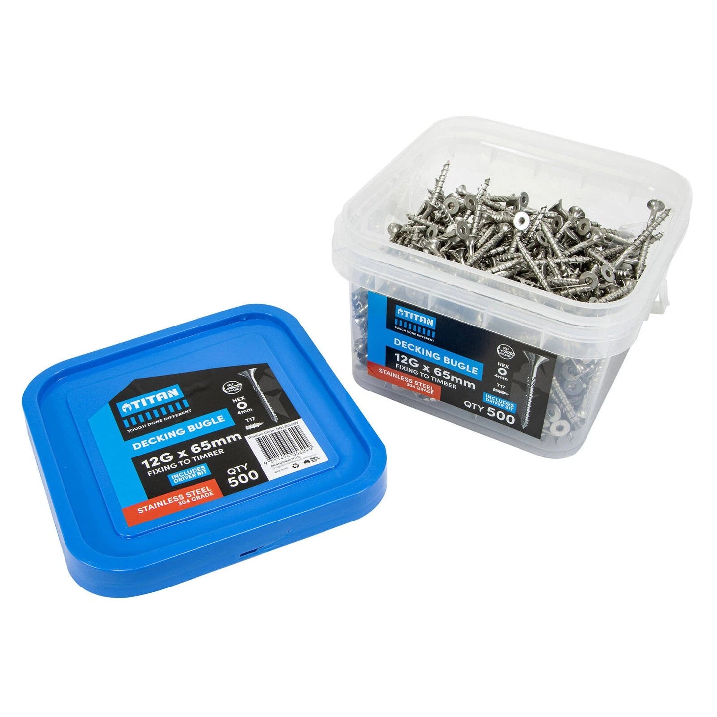Titan 12G x 65mm Decking Bugle Screws 304 Stainless Steel Pack of 500