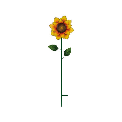 Yellow Metal Sunflower Garden Stake 20x74cm - Durable Outdoor Decoration