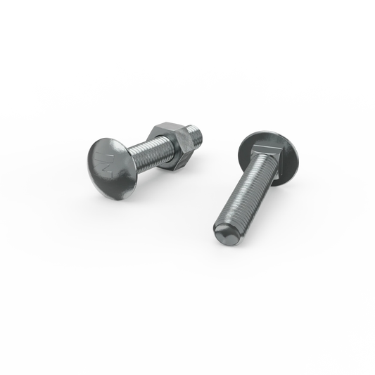 ZENITH M10 x 50mm Zinc Plated Cup Head Bolt & Nut, Corrosion Resistant, AS Compliant