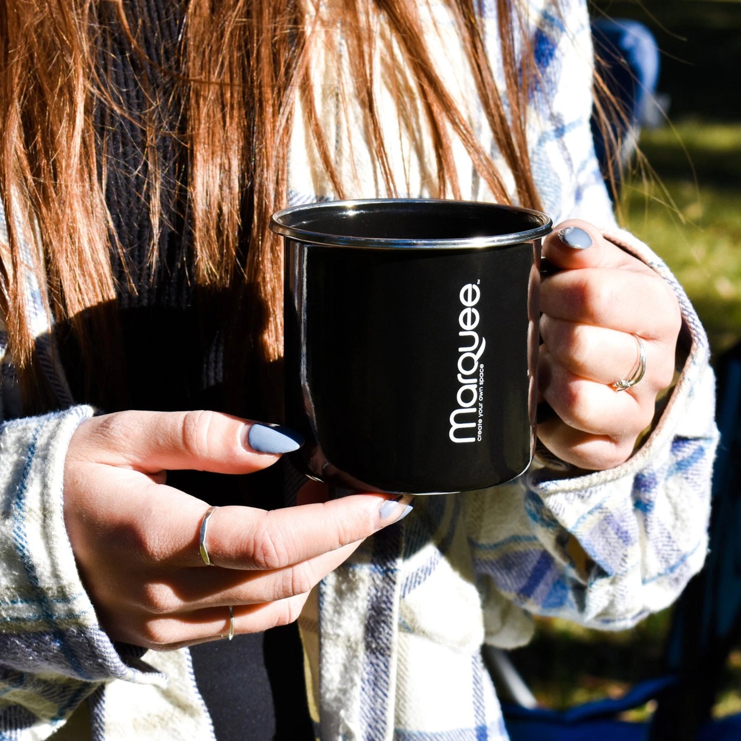 Marquee Enamel Mug - Durable Steel, Chip-Resistant, Hot/Cold Retention, Dishwasher Safe