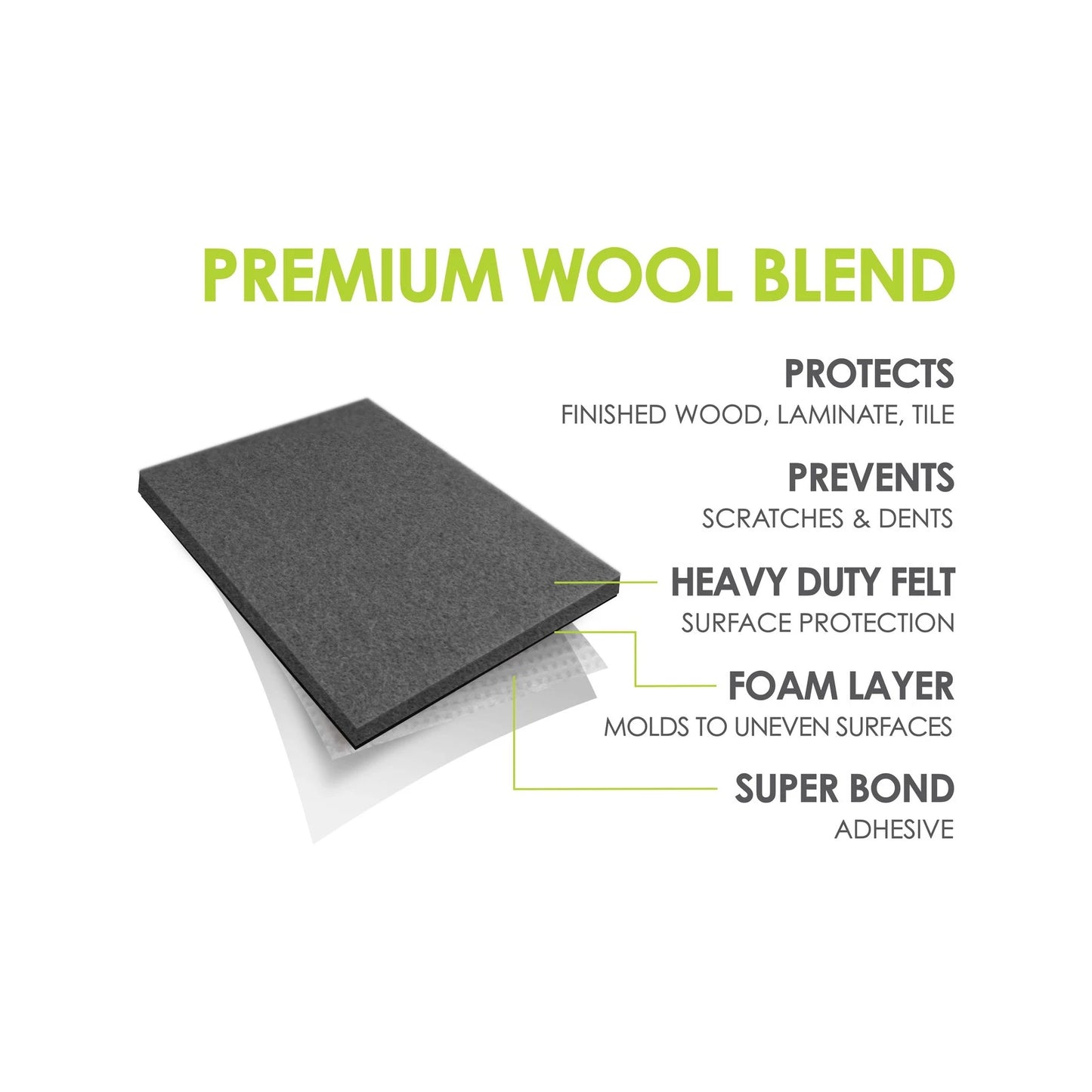 Slipstick Heavy Duty Self-Adhesive Floor Felt Pads 114x152mm Grey 2 Pack