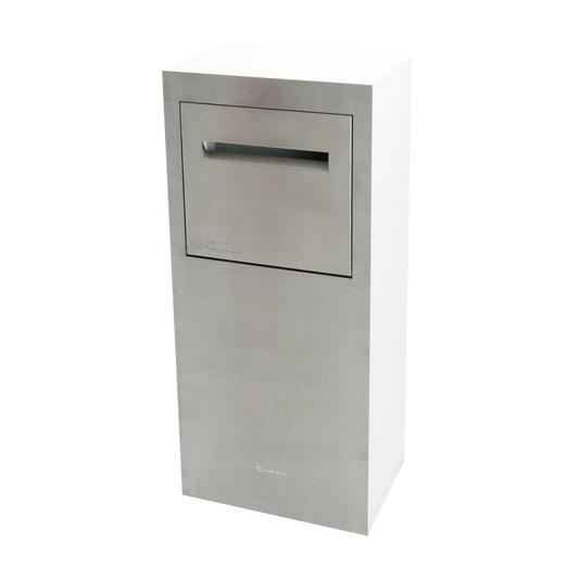 Sandleford 92cm White Matte Stainless Steel Parcel Letterbox with Rear Access