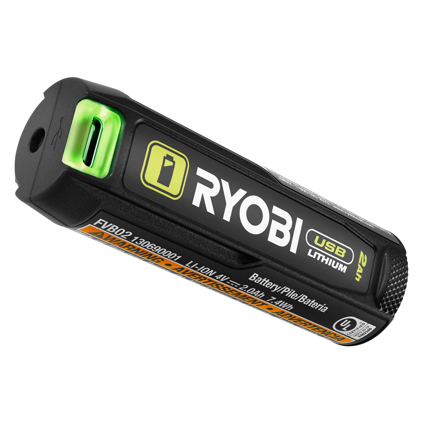 Ryobi 2.0Ah USB Lithium Battery Power Bank Twin Pack with USB-C Charging Cable