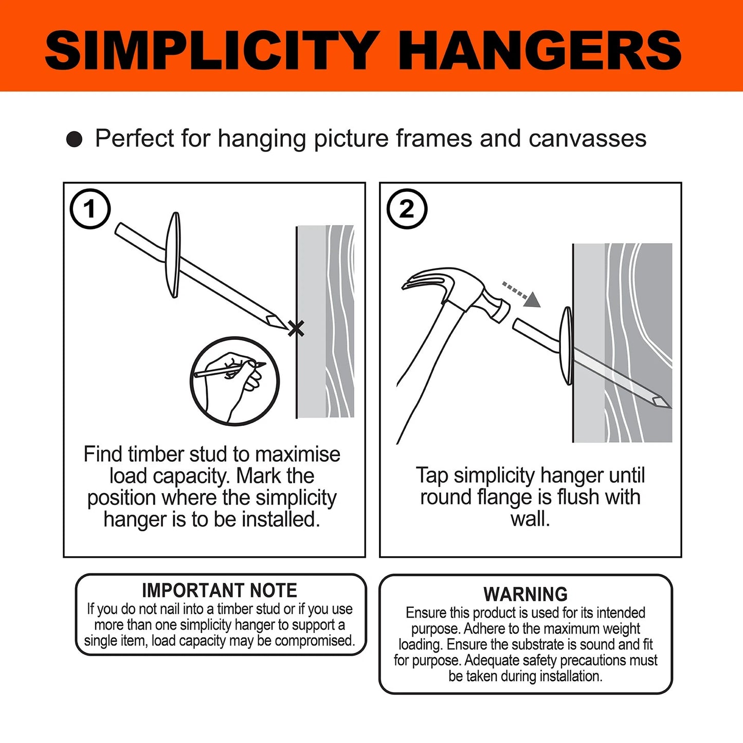 Everhang 16kg Brass Simplicity Hangers - 25 Pack, Easy Install, Strong Load Capacity