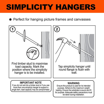 Everhang 16kg Brass Simplicity Hangers - 25 Pack, Easy Install, Strong Load Capacity