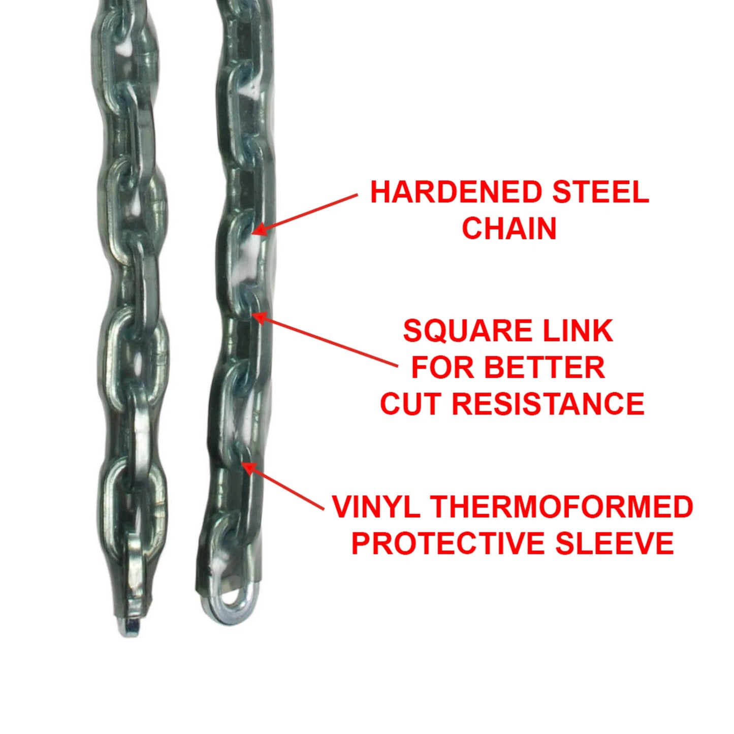 Master Lock 8mm x 2m Security Chain, Hardened Steel, Square Link, Vinyl Sleeve