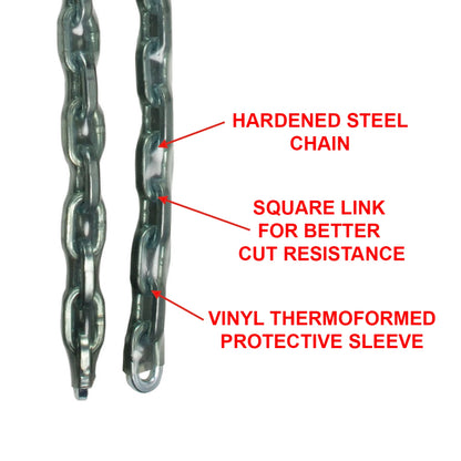 Master Lock 8mm x 2m Security Chain, Hardened Steel, Square Link, Vinyl Sleeve