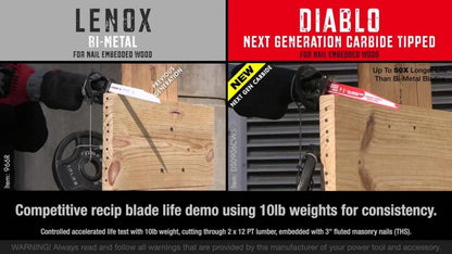 Diablo 6" Carbide Reciprocating Saw Blade for Nail-Embedded Wood, Demo Demon