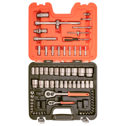 Bahco 1/4" & 1/2" Square Drive Socket Set, Quick Release, Alloy Steel
