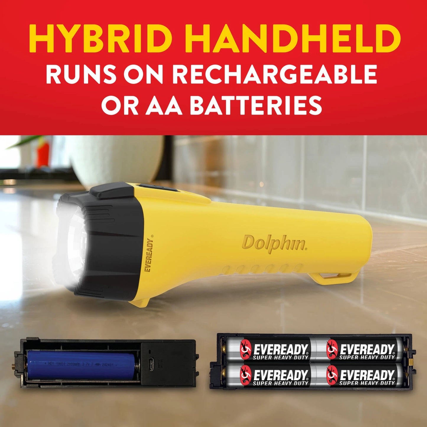 Eveready Dolphin Hybrid Rechargeable Floating LED Flashlight 225 Lumens Waterproof