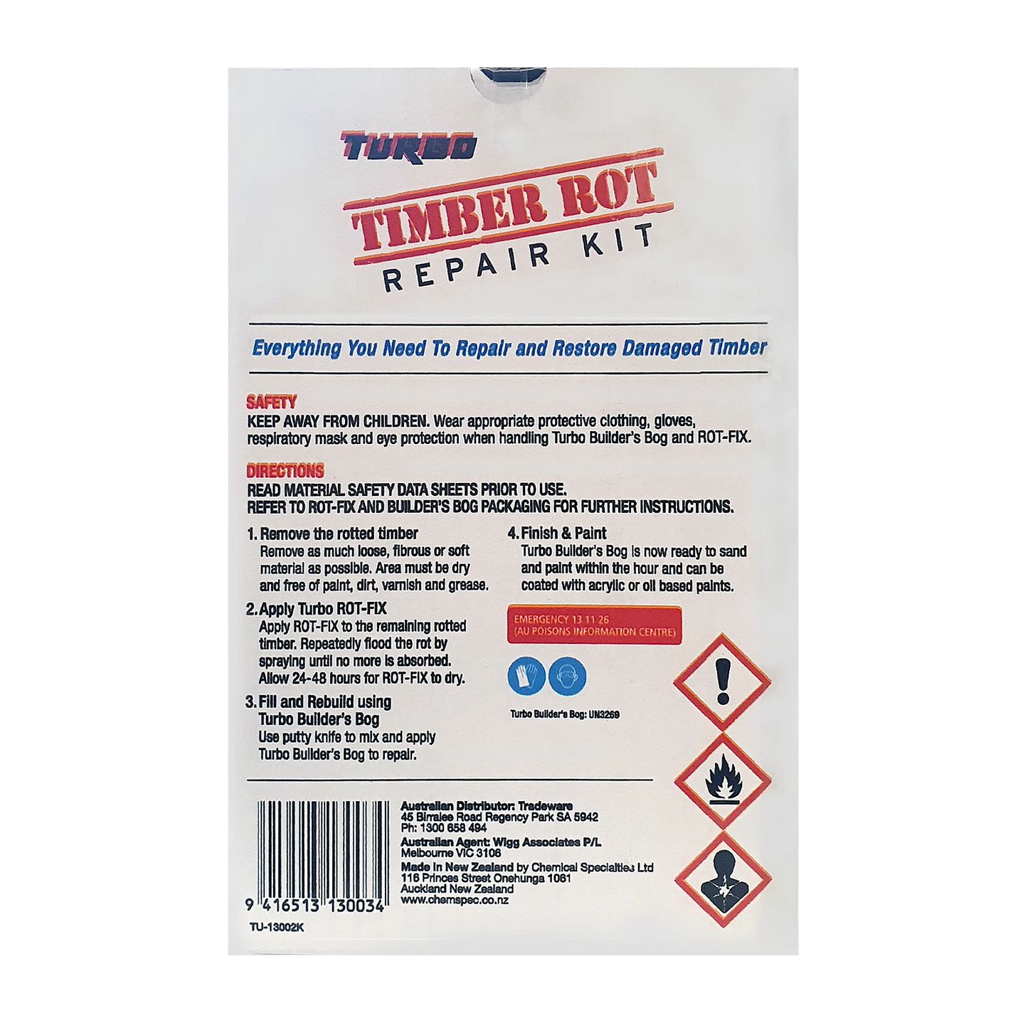 Turbo 500ml Timber Rot Repair Kit - Complete Restoration System for Windows, Doors & Fences