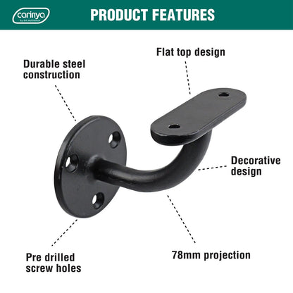 Carinya Black Stainless Steel Handrail Bracket - Corrosion Resistant, Easy Install