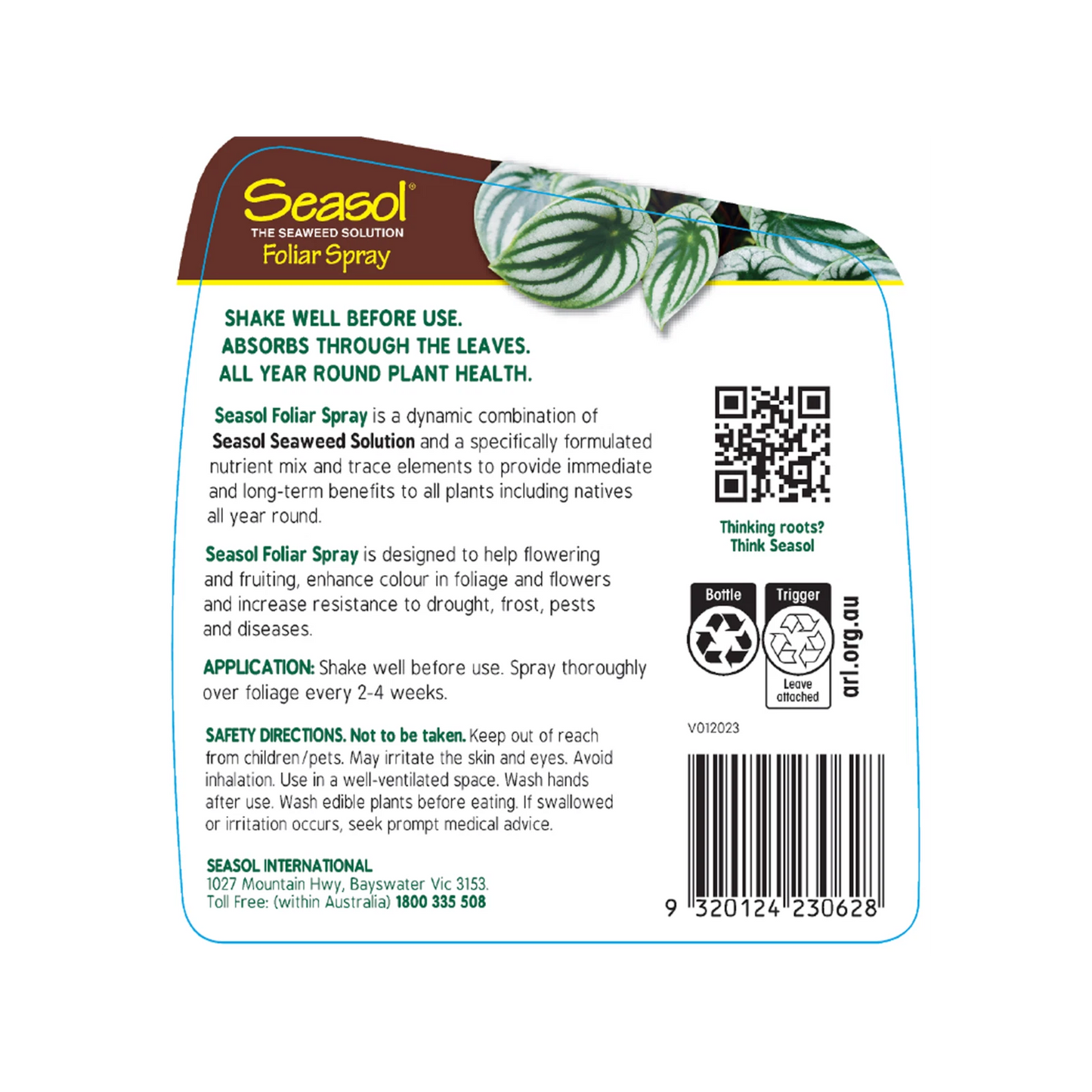 Seasol 750ml Foliar Spray - Seaweed Solution, Nutrient Mix, Indoor/Outdoor Use, Australian Made