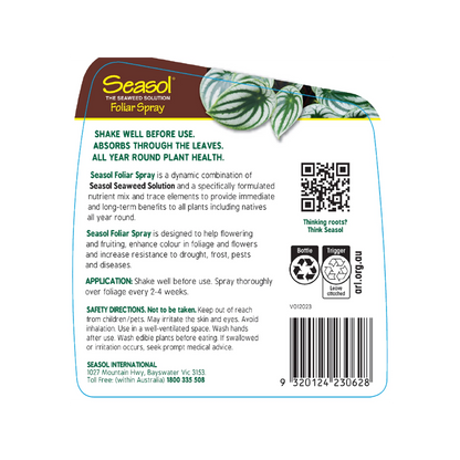 Seasol 750ml Foliar Spray - Seaweed Solution, Nutrient Mix, Indoor/Outdoor Use, Australian Made
