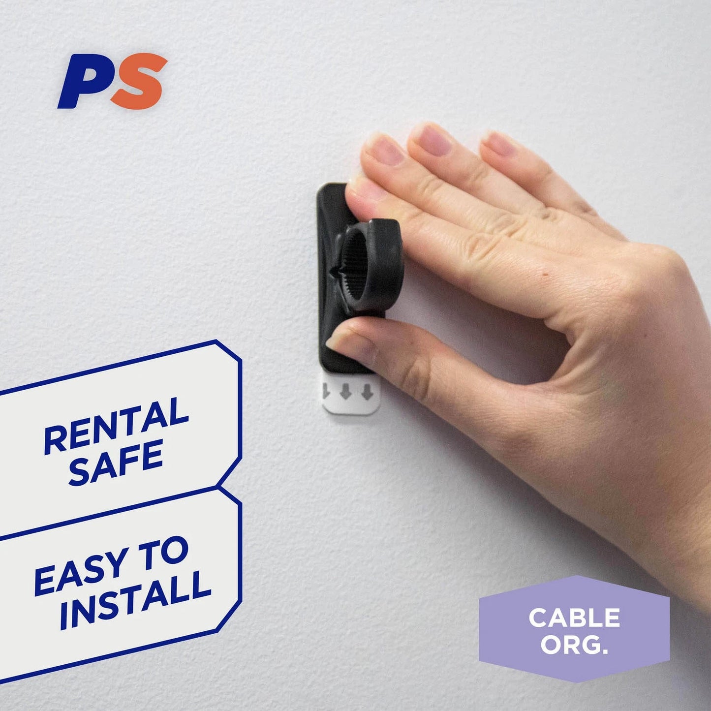 Permastik Large Black Cable Clips 5 Pack - Strong Hold, Self-Adhesive, Easy Removal