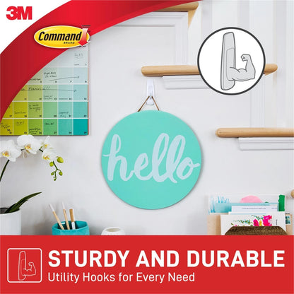 Command Small White Adhesive Hooks 2 Pack - Damage-Free, Strong Hold, Versatile Surfaces