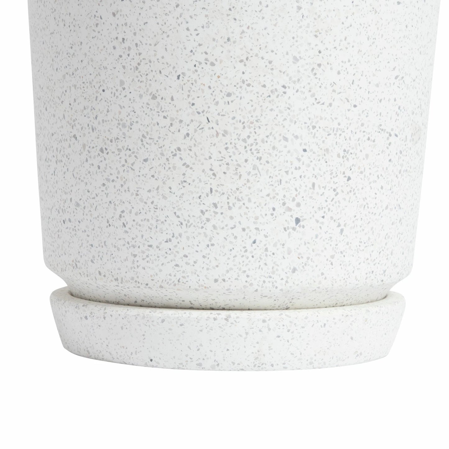 Northcote Pottery White Terrazzo Look Saucer 42x42cm, Durable & Weather Resistant