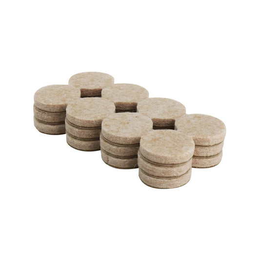 Surface Gard 19mm Beige Adhesive Felt Pads - 24 Pack, Noise Reduction, Surface Protection