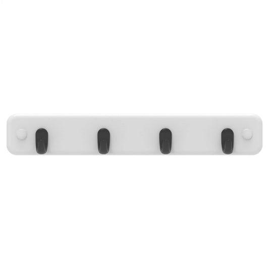 MODE 4 Key Rack with Black Hooks on White Board, Durable & Stylish Design