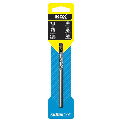 Sutton Tools 7.5mm INOX Stainless Steel Jobber Drill Bit, M2 HSS, Wear-Resistant, Extended Lifespan