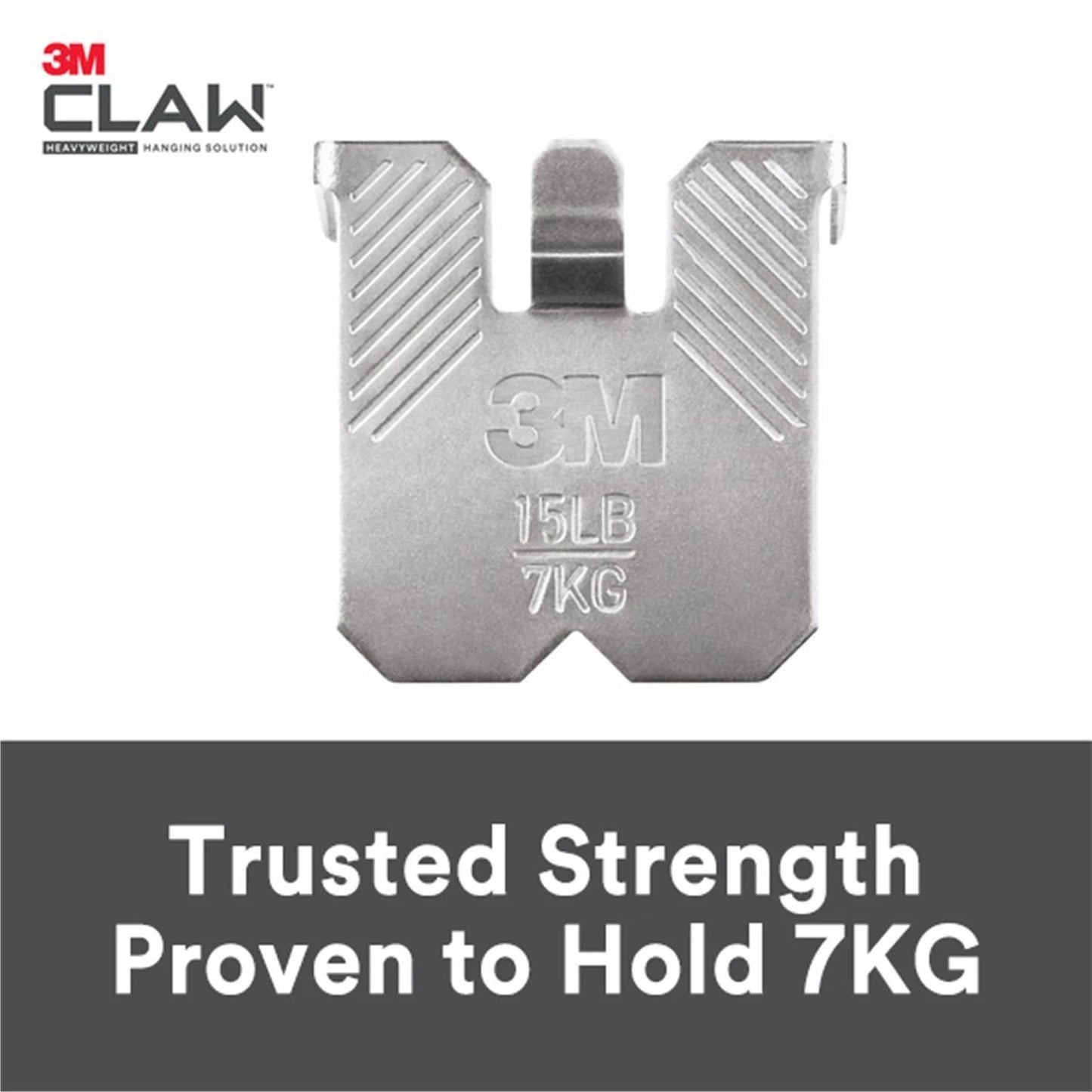 3M Claw™ Picture Hanger - 7kg Capacity, No Tools Needed, Stainless Steel, 1 Pack